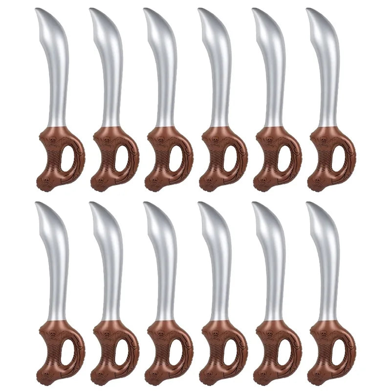 12 Pcs Inflatable Pirate Swords Toy Set for Parties Halloween Pool Play