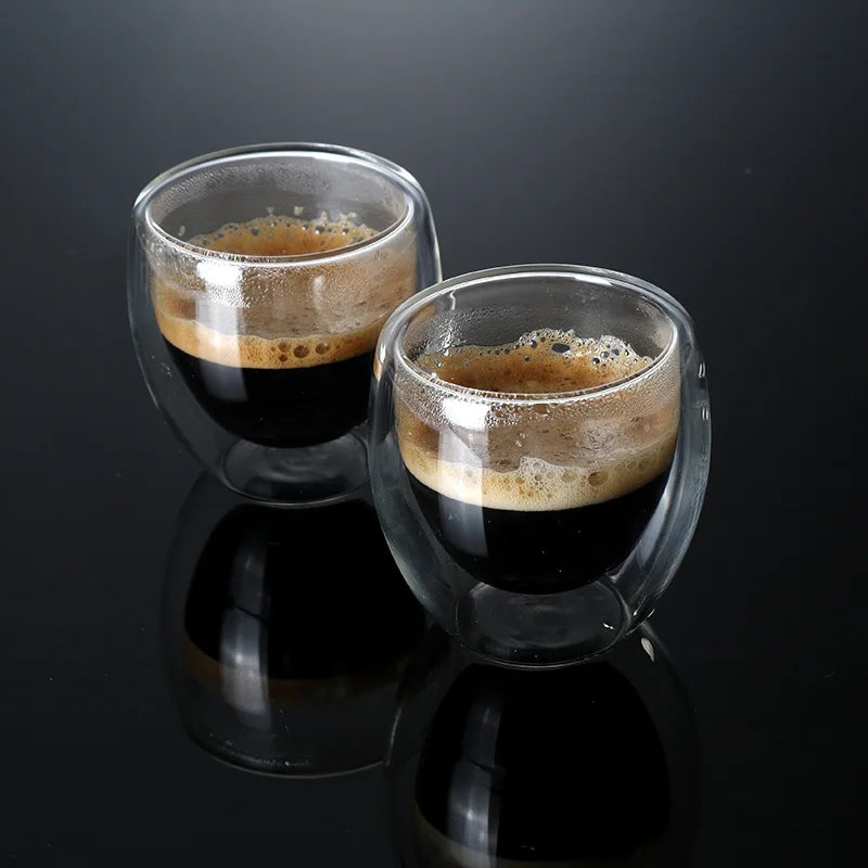 Double-Layer Insulated Glass Coffee Mug - High Borosilicate Tea Cup, Heat Resistant Drinkware