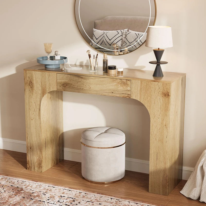 Farmhouse Console Table with Drawer - Narrow Entryway Sofa & Hallway Table
