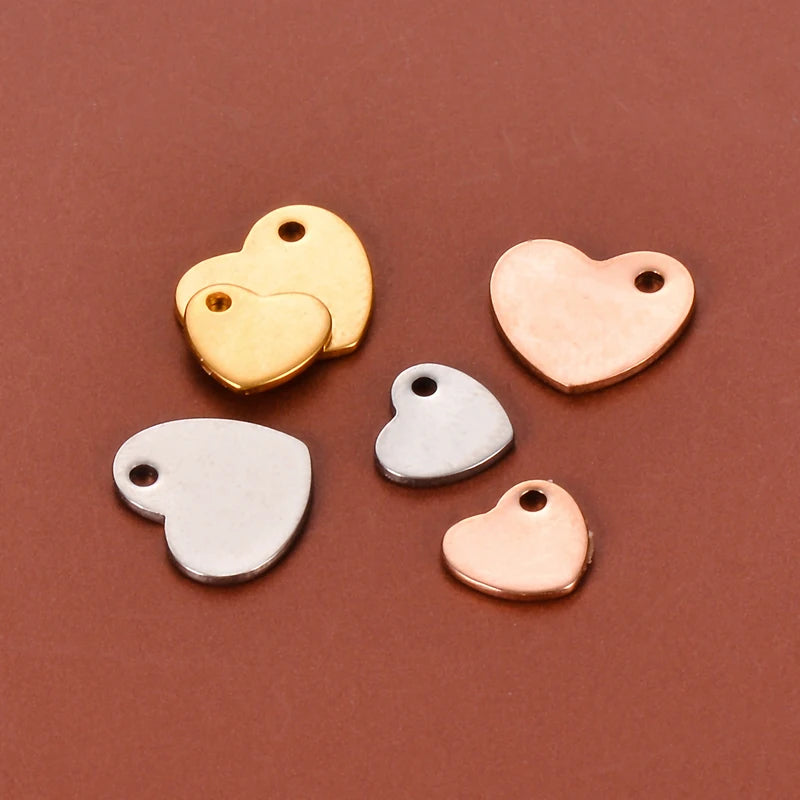 100pcs Stainless Steel Heart Charms for DIY Jewelry Making - Versatile Jewelry Accessories