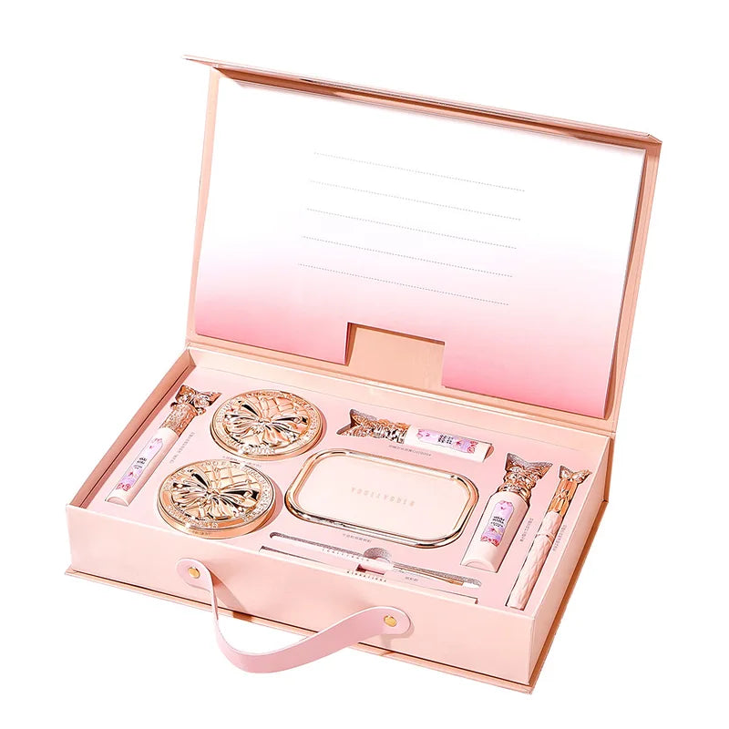 Makeup Sets Full Cosmetics Kit with Lipstick Eyeshadow Eyebrow Pen BB Air Cushion 9 Pieces Gift Box