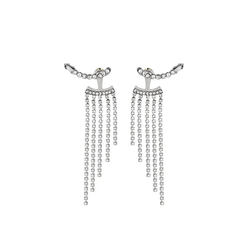 Luxury Rhinestone Drop Earrings with Tassels - Vintage Water Drop Design for Women