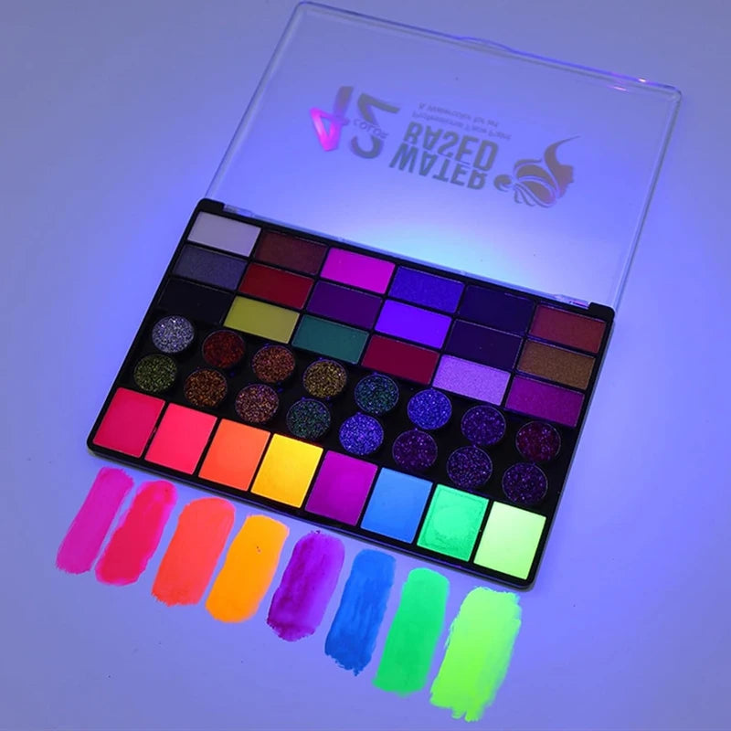 42 Colors UV Neon Water Soluble Face & Body Paint Set Halloween & Party Makeup