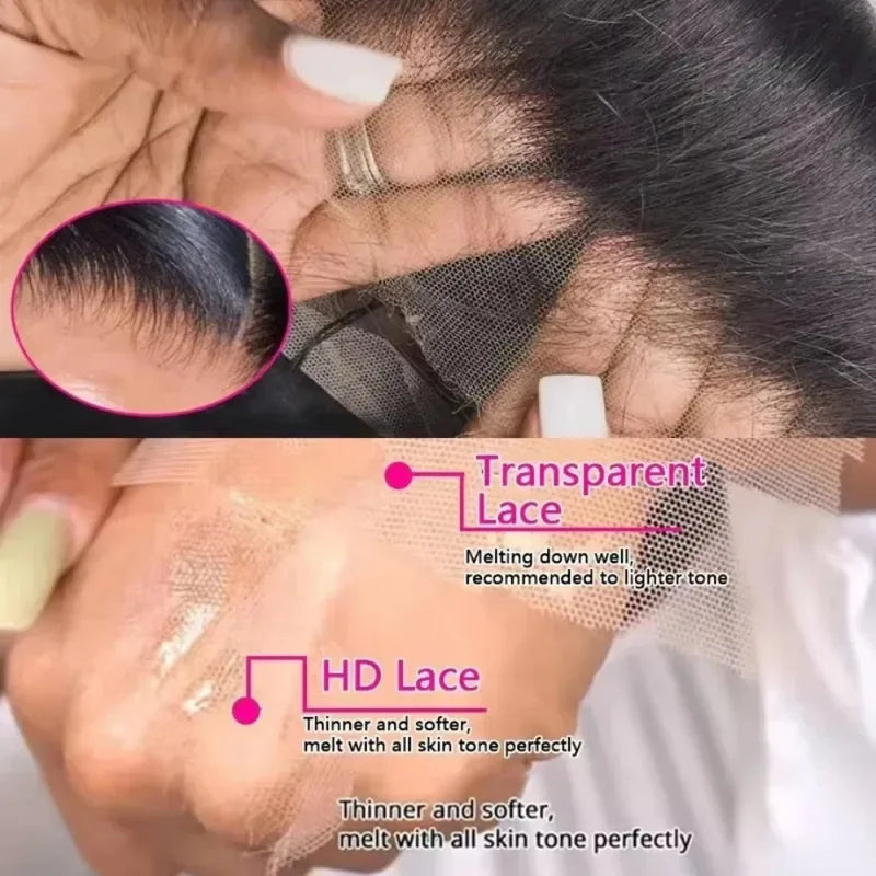 HD Transparent Lace Front Wigs 13x6 Frontal Human Hair Wig 200 Density