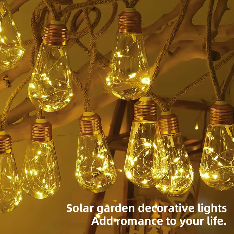 Solar Outdoor String Lights with 8 Modes, 15/10 Bulbs for Garden, Patio, Party, Christmas