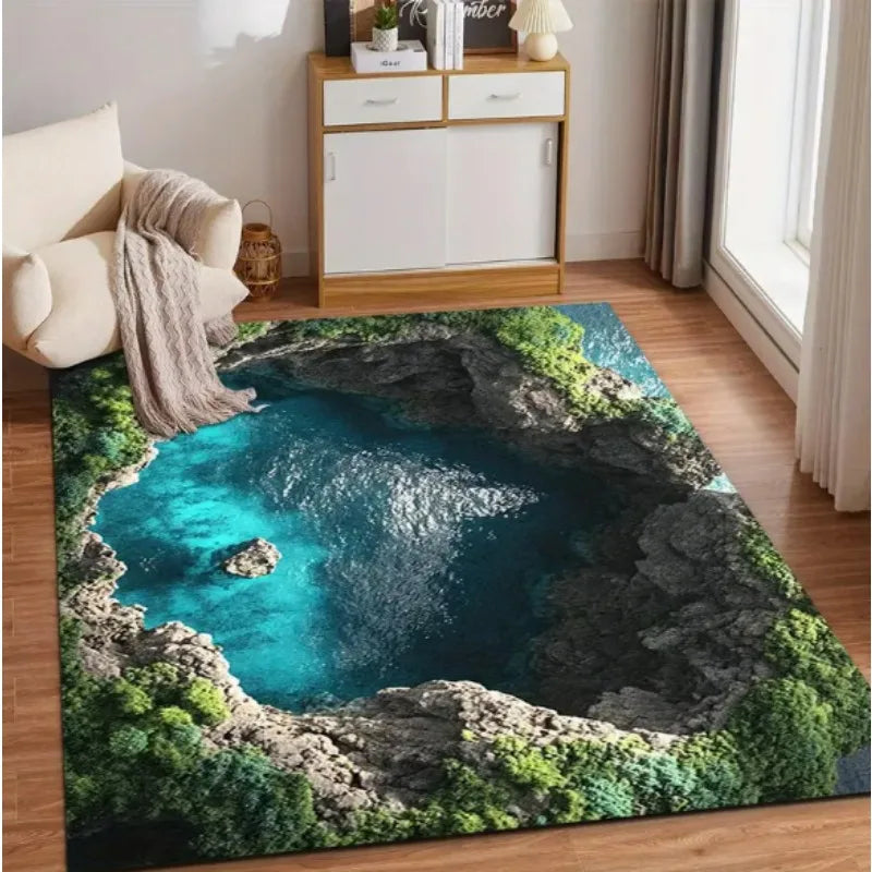 3D Ocean Scenery Floor Mat for Living Room Bedroom Kitchen Bathroom Home Decor