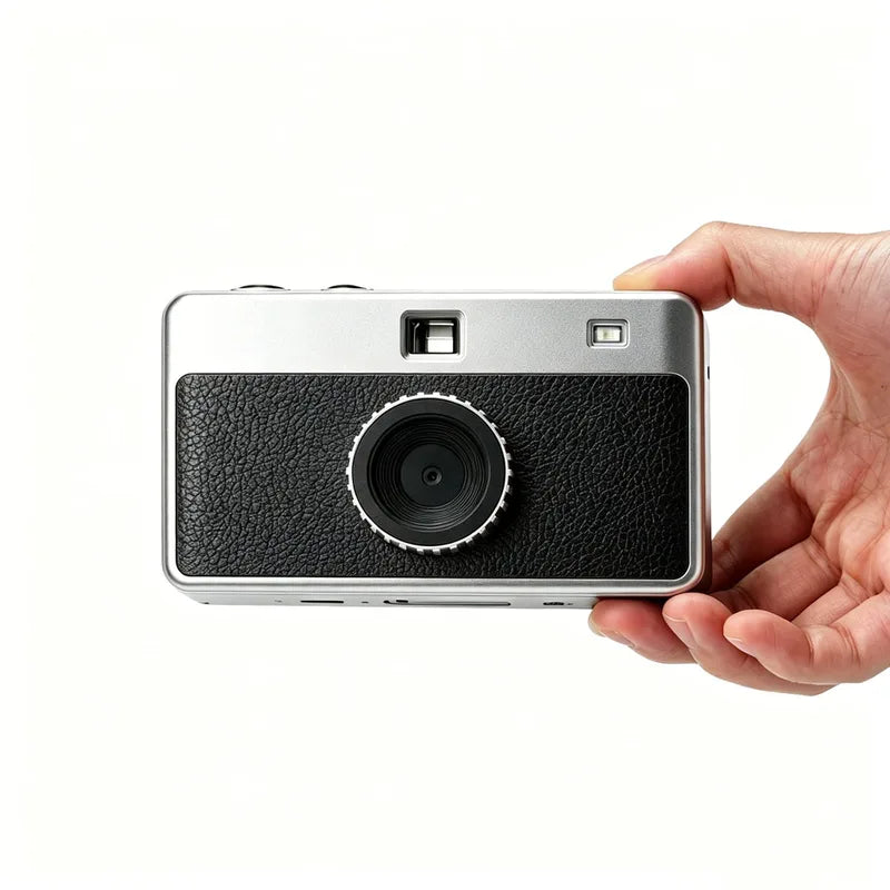 Retro Digital Camera 12MP with Changeable Filters, Compact, USB-C