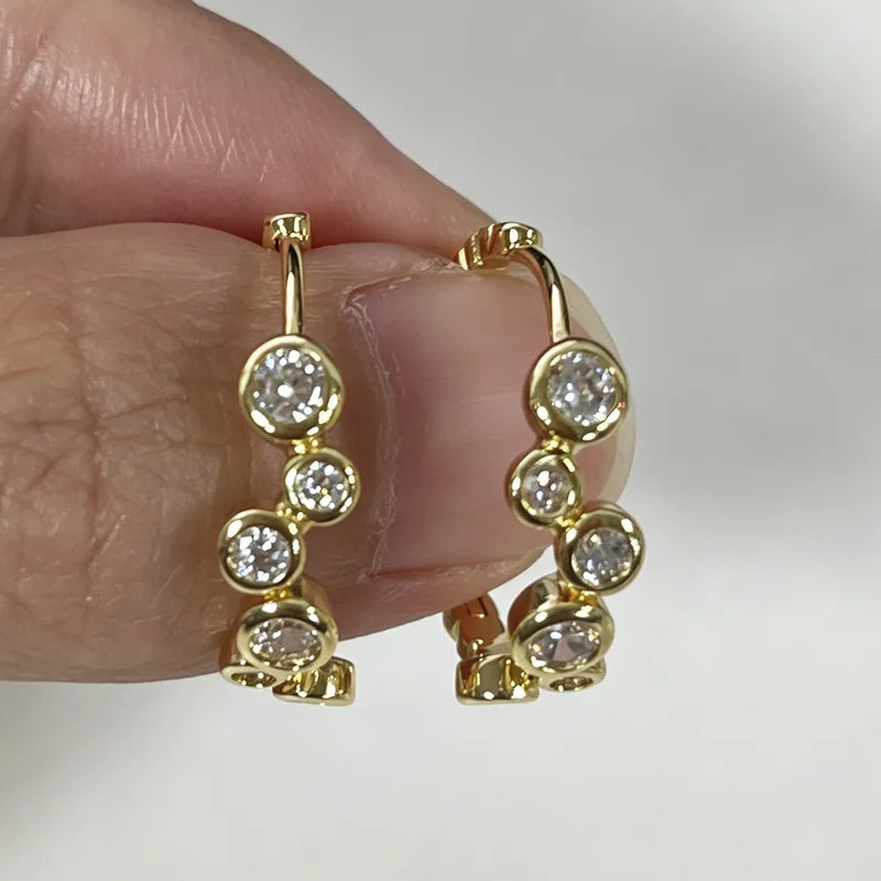 14K Gold Moissanite Bubble Hoop Earrings for Women Wedding Jewelry