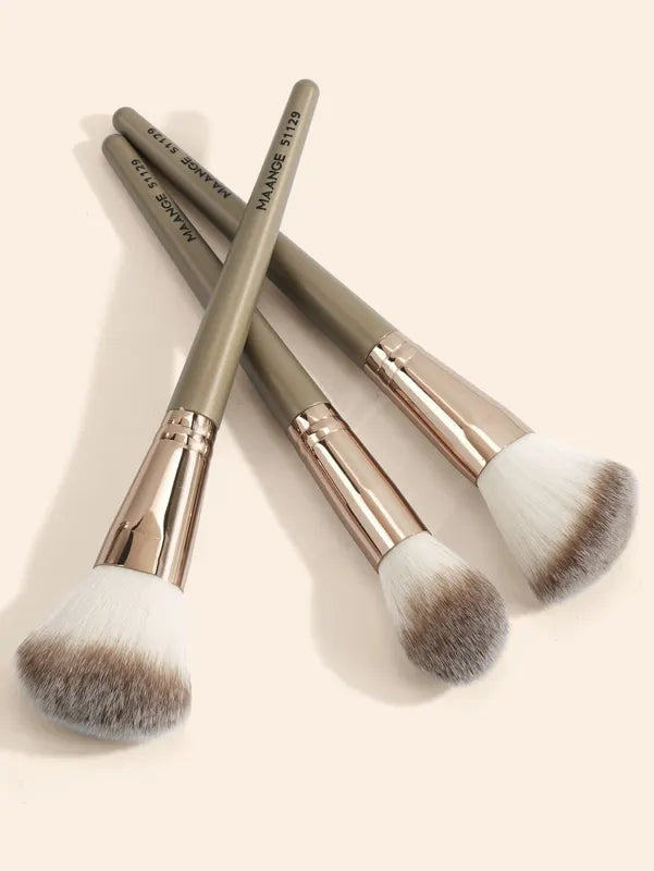 3-Piece Makeup Brush Set for Foundation Concealer & Blush - Professional Dense Soft Bristles