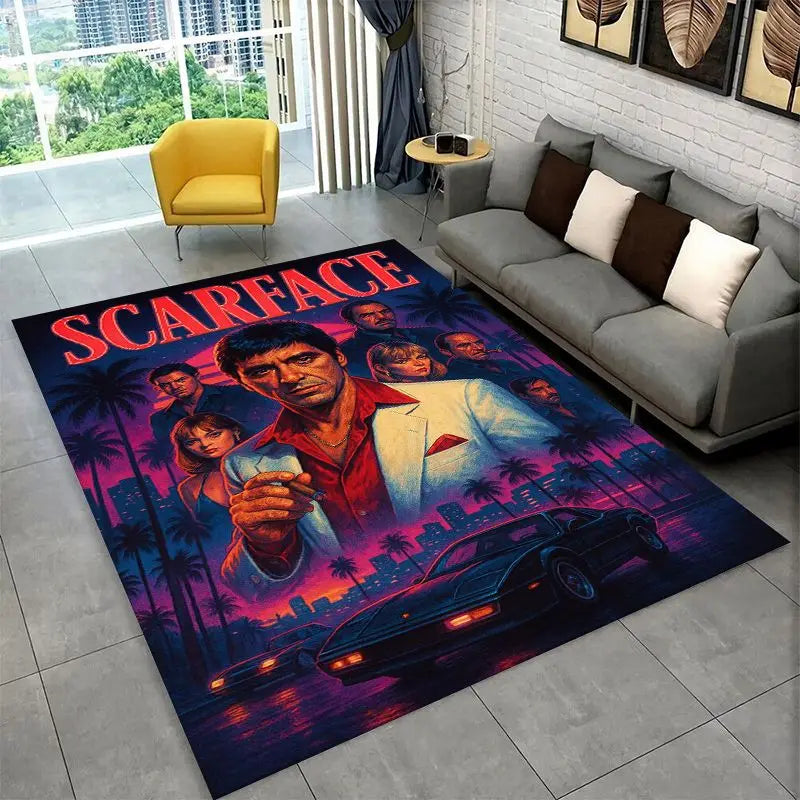 Retro Scarface Movie Carpet Rug for Playroom Bedroom Living Room Home Decor Non-Slip Floor Mat