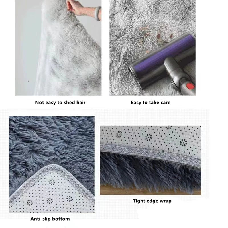 Fluffy Non-Slip Tie-Dyed Area Rug for Bedroom & Living Room - Plush Shag Carpet
