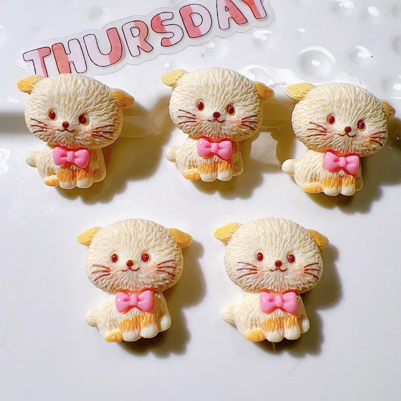 10Pcs Resin Cartoon 3D Cat Craft Decorations for Scrapbooking Jewelry Making
