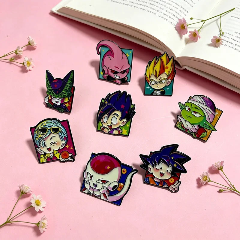 8pcs Cartoon Enamel Pins Set for Clothes & Backpacks, Creative Jewelry Accessory