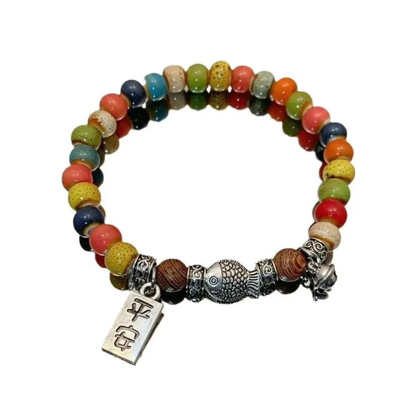 Colorful Couple Bracelets with Good Luck Koi Design - Natural Fashion Jewelry