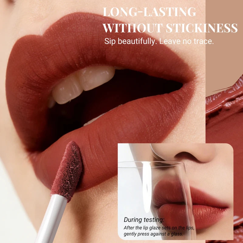 8 Color Nude Brown Matte Liquid Lipstick Set - Long-lasting, Non-stick Lip Gloss