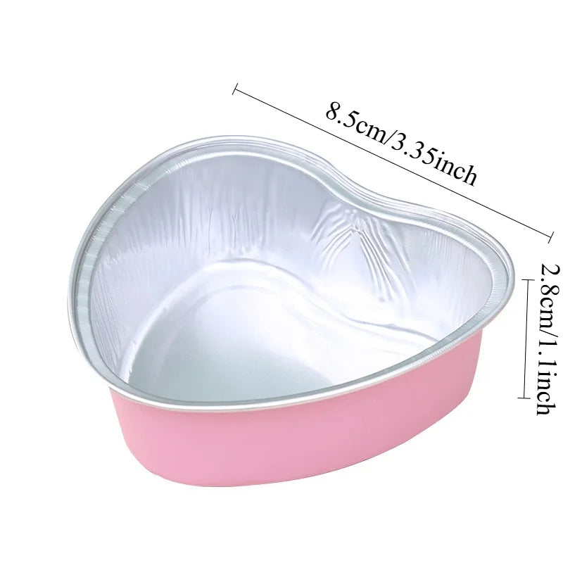 20pcs Heart-Shaped Aluminum Foil Cake Cups with Lids - Baking & Wedding Supplies