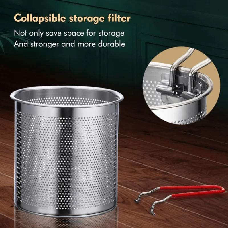 Stainless Steel Fryer Basket with Filter & Tongs - Multipurpose Kitchen Tool