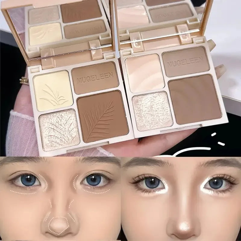 All-in-One Highlighting & Contouring Makeup Palette with Mirror - Multiple Colors