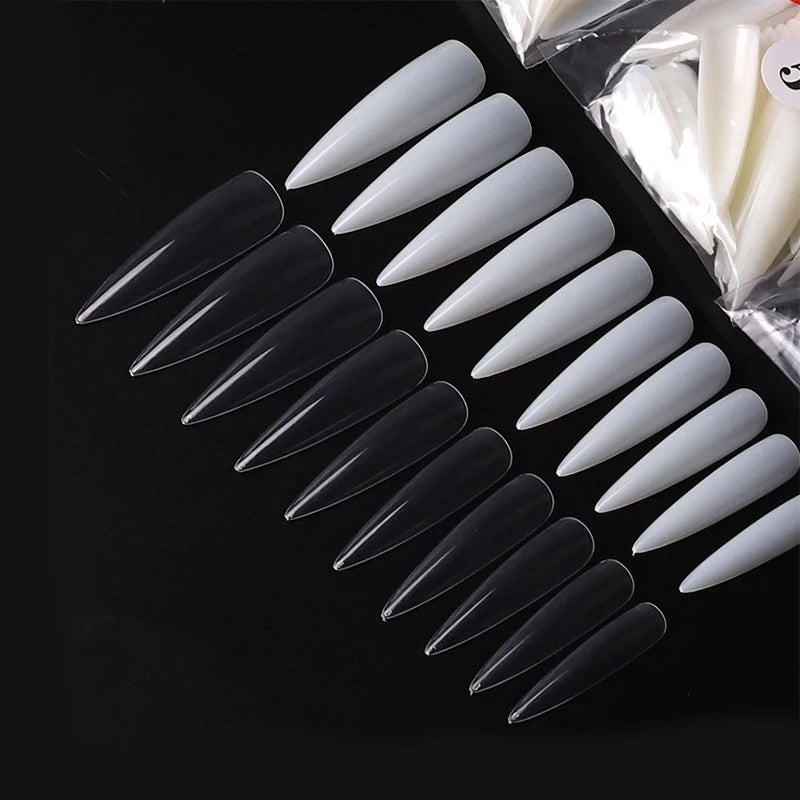 Full Cover Gel Nail Tips Set - 500pcs Stiletto & Coffin Design False Nails for DIY Manicure
