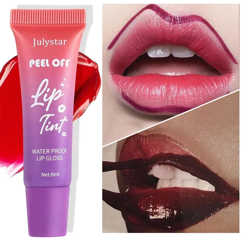 Waterproof Lip Stain & Lip Gloss - Matte Long Lasting Lip Tint, Tear-Off Contour