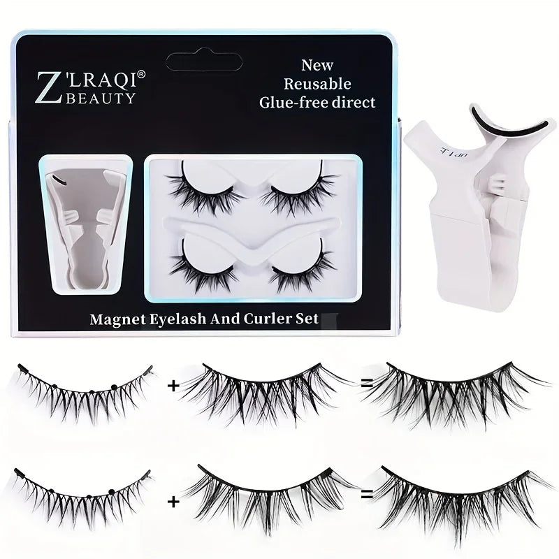 Magnetic Eyelashes Set - Natural Look, Reusable Double Pairs, Quick Glue-Free Installation