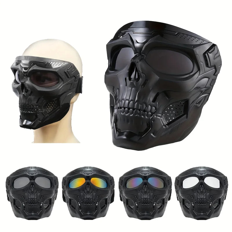 Skull Design Halloween Cosplay Costume with Adjustable Strap & Side Pockets