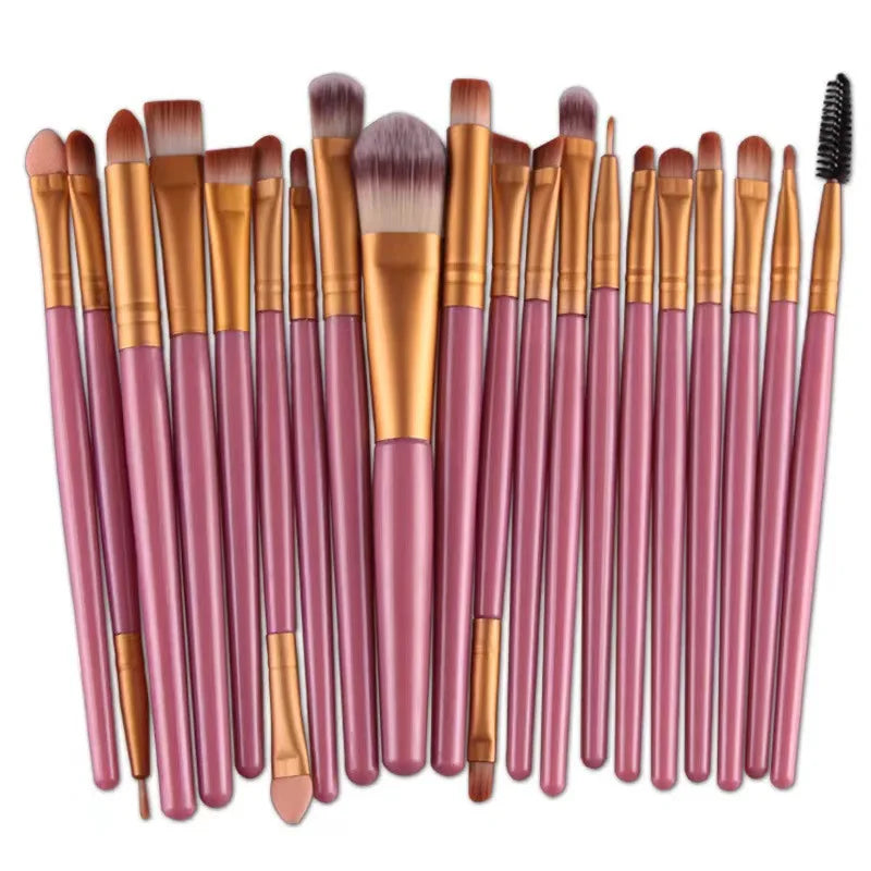 20pcs Eye Makeup Brush Set with Eyeliner Brush - Neutral Handle Colors
