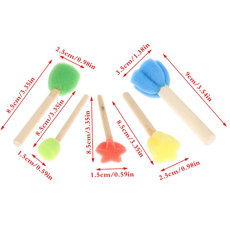 Kids Toddler Sponge Stamp Brush Art Kit for Drawing & Painting