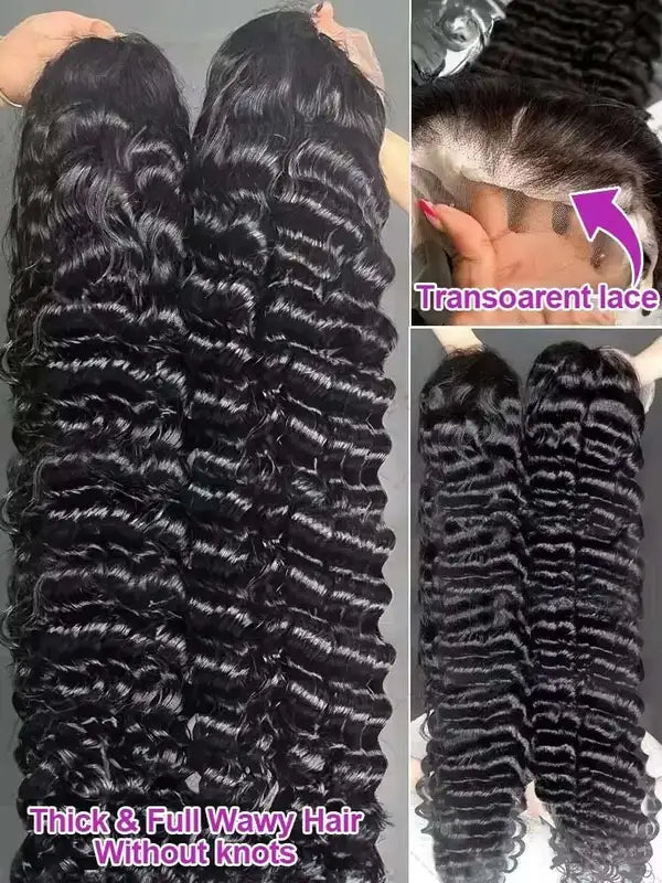 Deep Wave Human Hair Wigs 13x4 13x6 HD Lace Frontal & Full Density Options