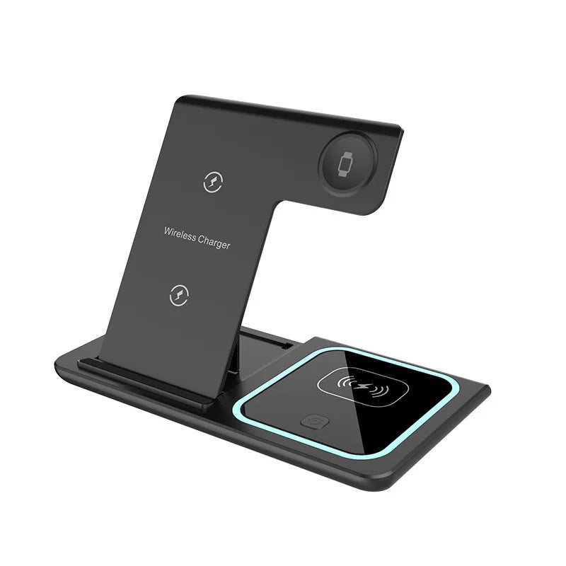 15W 3-in-1 Wireless Charging Station for iPhone, Apple Watch & AirPods - Foldable Stand