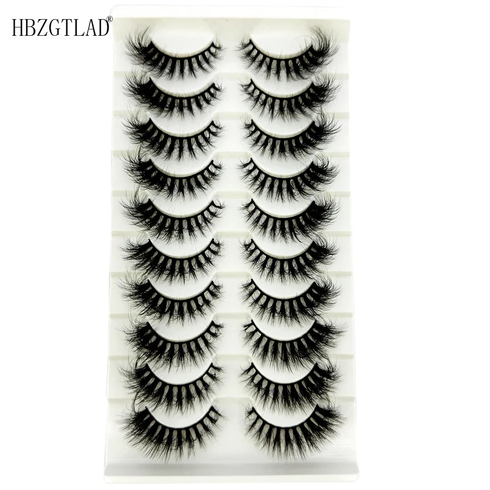 10 Pairs Fluffy Mink False Eyelashes - Natural Dramatic Look, Wispy & Long