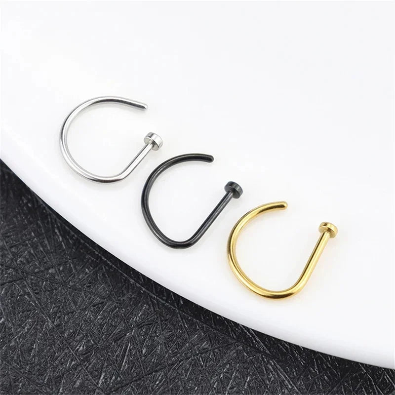 Unisex Fake Nose Ring Earrings Non Piercing Clip Body Jewelry Stainless Steel