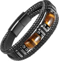 Men's Tiger Eye Leather Bracelet Natural Gemstone Jewelry - Stress Relief & Protection