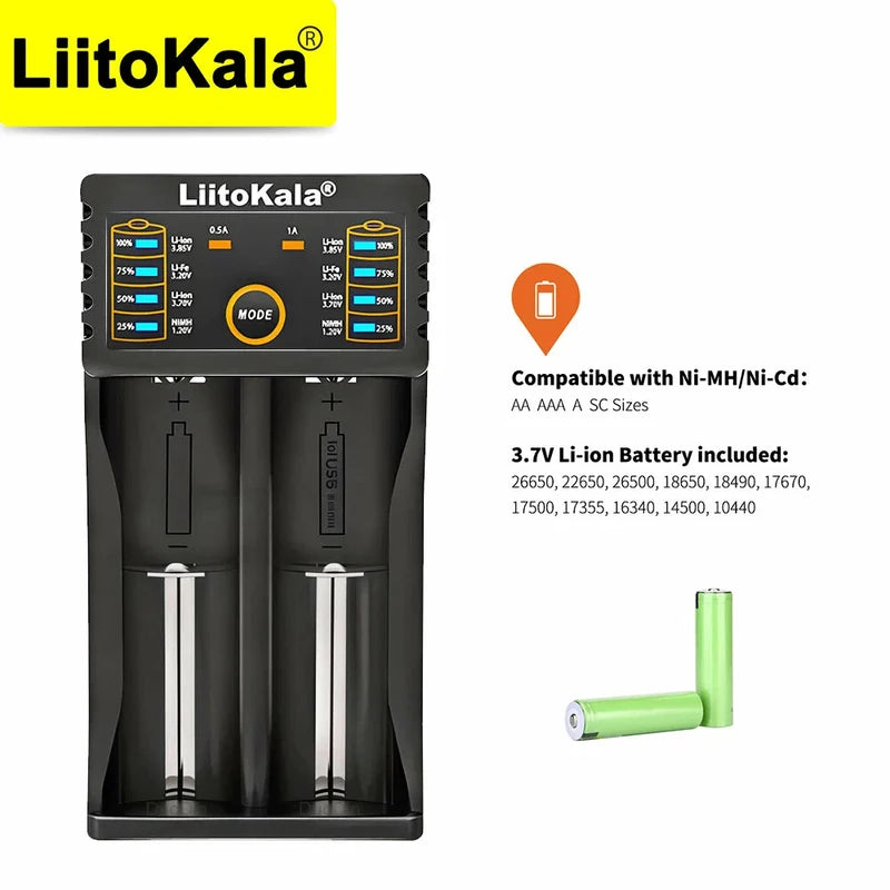 Universal Battery Charger for Li-ion and NiMH Batteries, 18650, 14500, 26650 & More