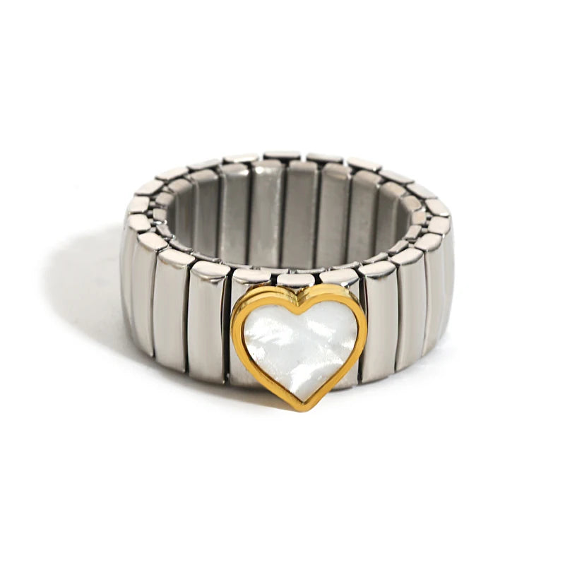 Heart Rings for Women & Men Stainless Steel Jewelry Couple Gift Gold Silver