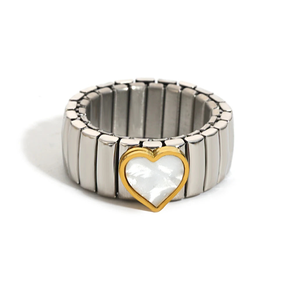 Heart Rings for Women & Men Stainless Steel Jewelry Couple Gift Gold Silver