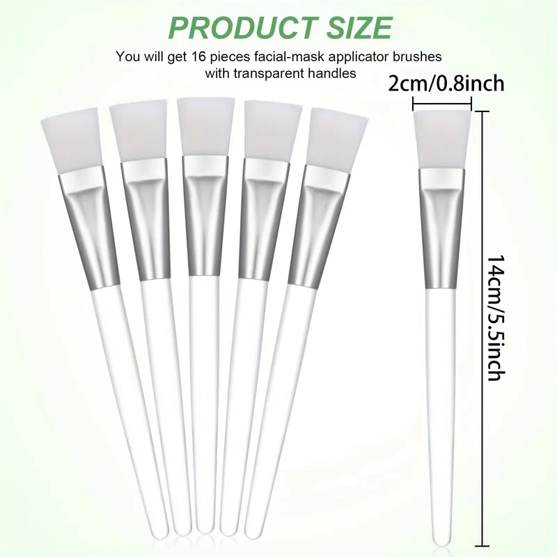 16 Facial Mask Brush Set - Professional Skin Care Tools with Soft Nylon Bristles