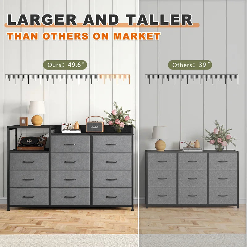 11-Drawer Storage Dresser with Metal Frame and Wood Top - Multi-Functional Bedroom Organizer