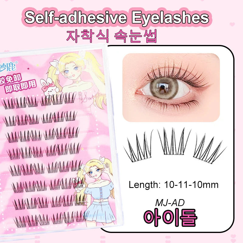 Self-Adhesive Cluster Eyelashes No Glue Reusable False Lash Extensions