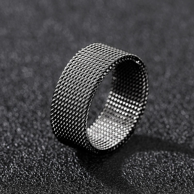 Luxury Titanium Couple Ring Mesh Jewelry for Men Women Wedding Gift