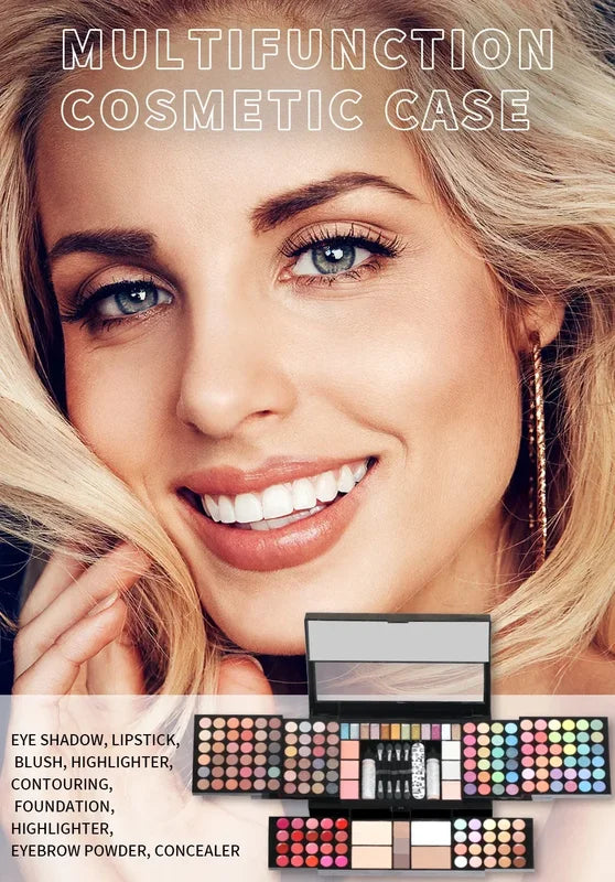 All-in-One Makeup Kit with Eyeshadow, Lipstick, Blush, Concealer & Mirror - Multi-Functional Gift Set