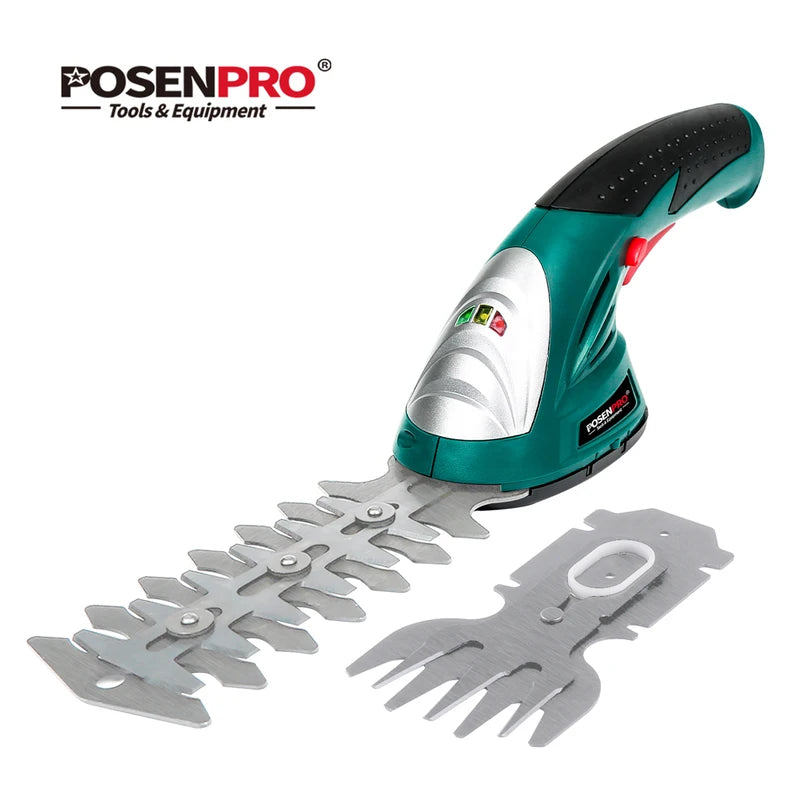 Cordless 2-in-1 Grass and Hedge Shears with 7.2V Battery and Dual Blades
