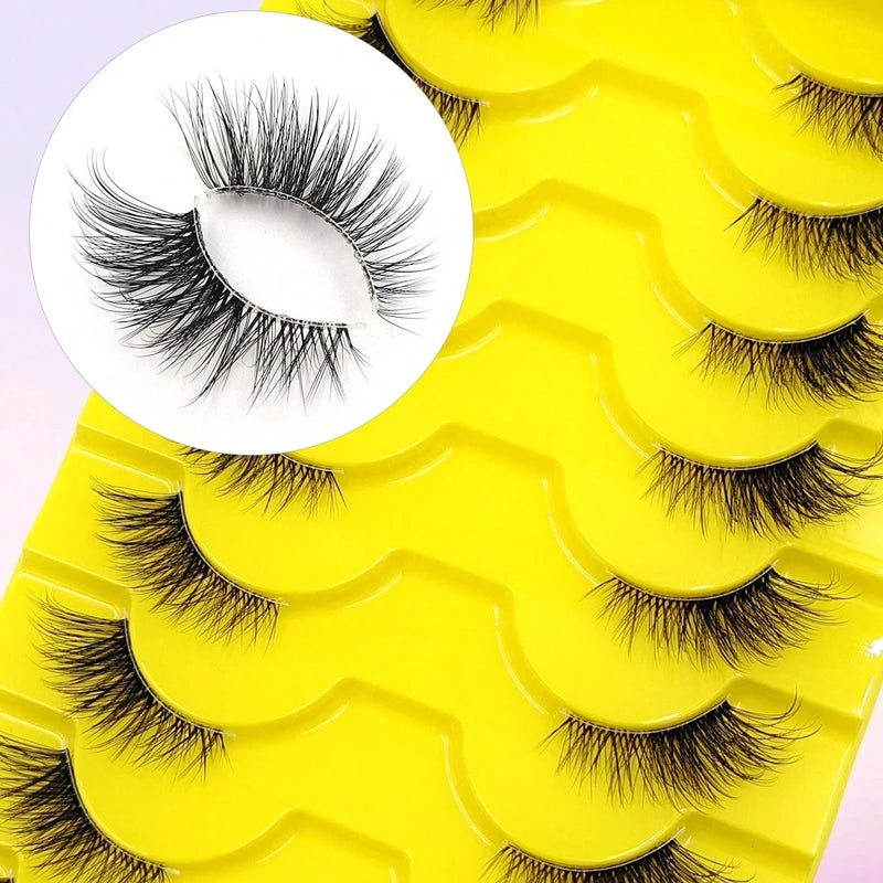 10 Pairs Wispy Cat Eye Faux False Eyelashes for Natural Glam Look
