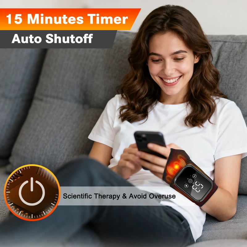 Electric Heating Wrist Massager with Vibration Therapy, Adjustable Heat & Support