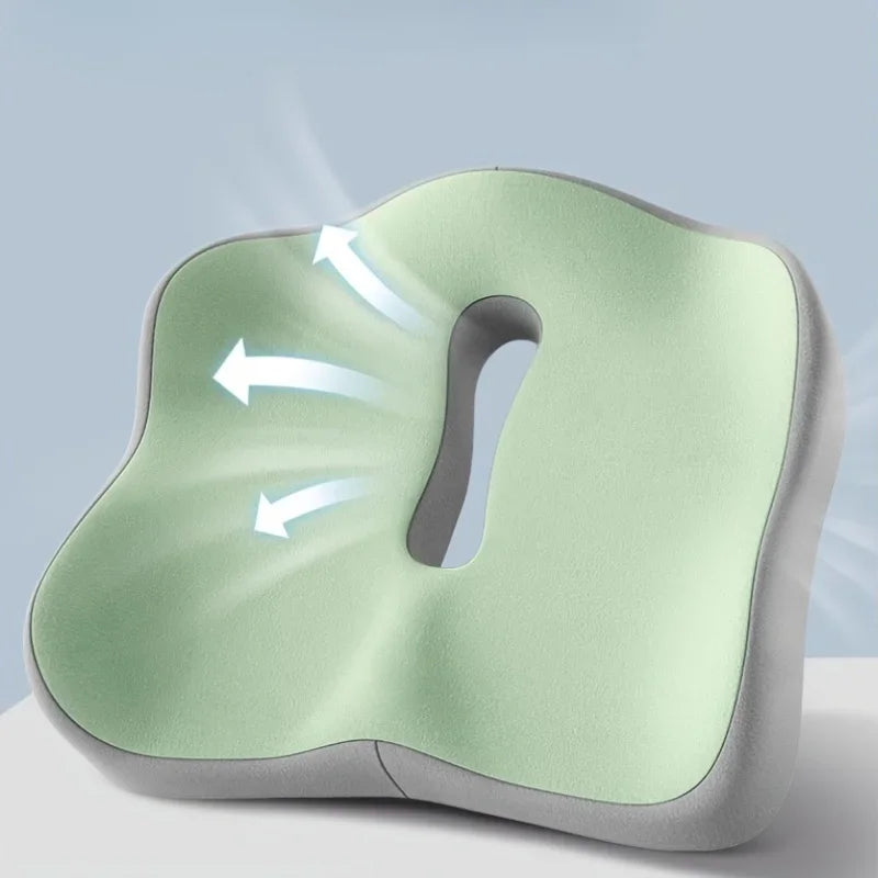 Ergonomic Memory Foam Seat Cushion with Pressure Relief and Breathable Cover for Office Car Wheelchair
