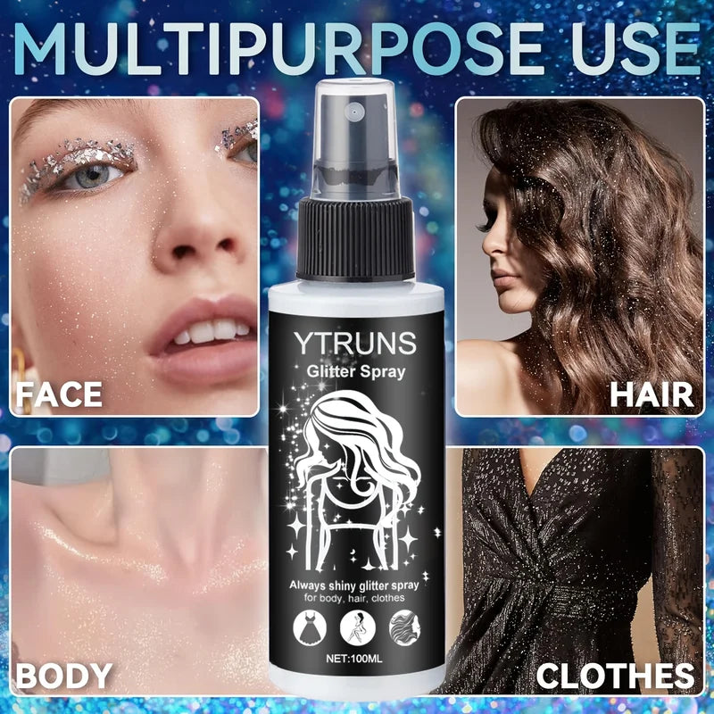 100ml High Gloss Glitter Spray for Body Hair and Clothes - Shimmering Finish