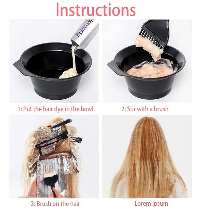 Professional Hair Dyeing Kit with Mixing Bowls and Brushes - Salon Color Tools Set