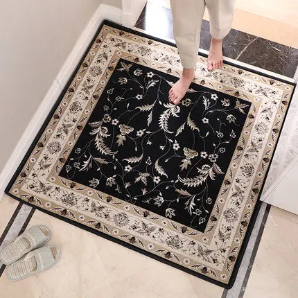 Cotton Area Rug for Living Room and Bedroom - Square Doormat with Tessel Edge Design