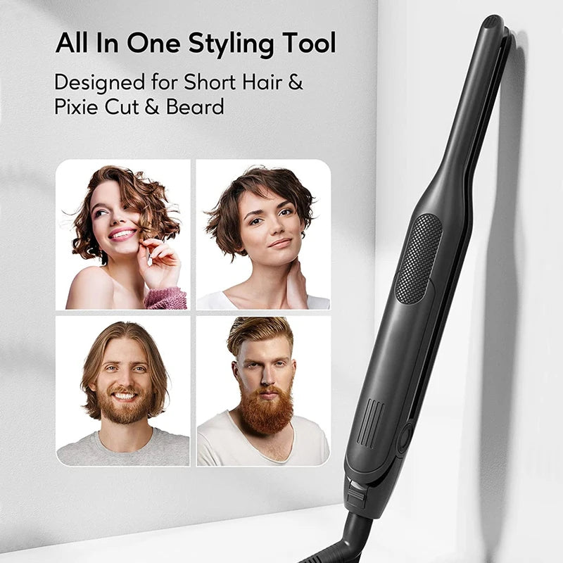 Professional Ceramic Coated Flat Iron for Short Hair & Beard Styling