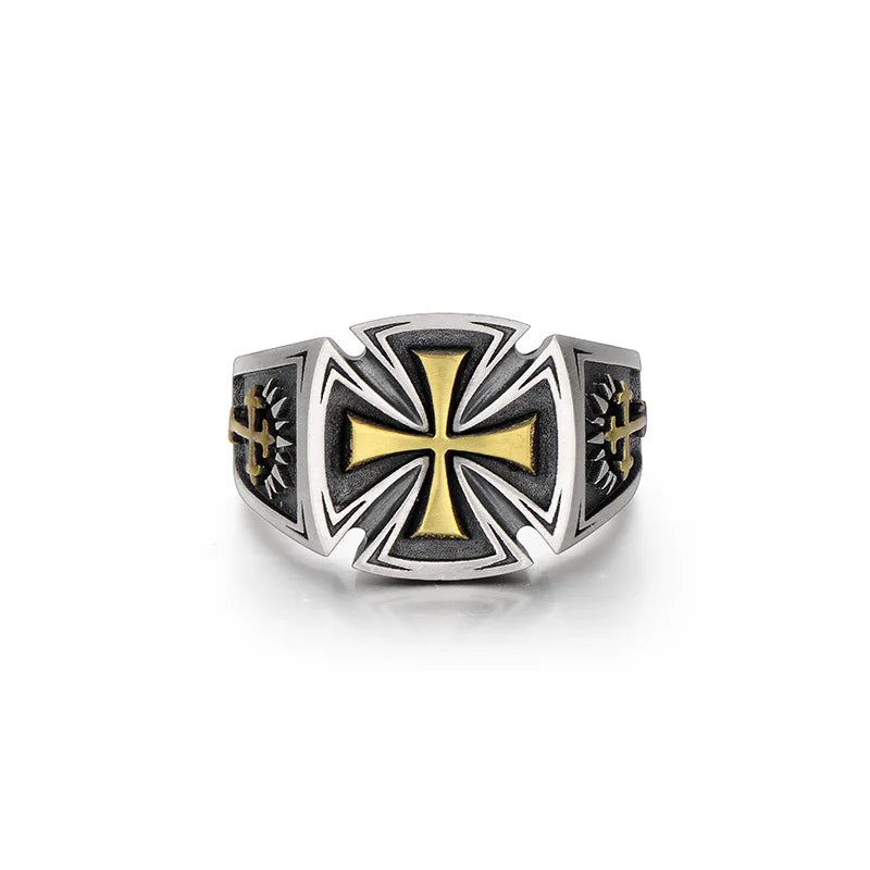 Retro Cross Ring for Men and Women Silver Punk Gothic Adjustable Jewelry